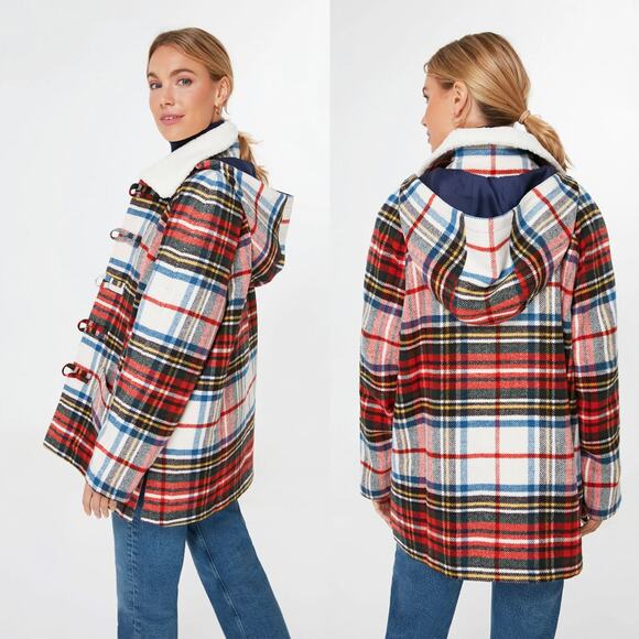 THE GREAT. Woodsy Plaid Cabinmate Toggle Wool Blend Coat Jacket Size 1/S - Picture 2 of 16